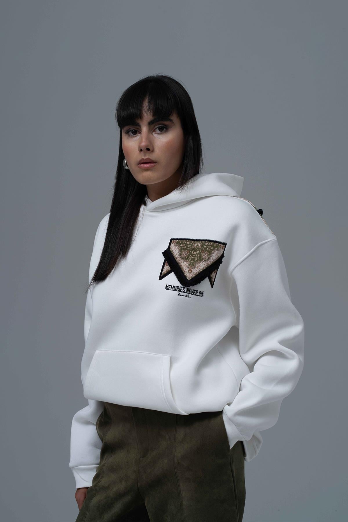 Memories Never Die Oversize Sweatshirt Kadın Taş