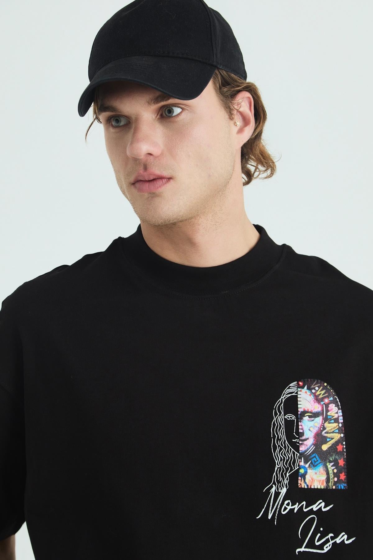 Mona Lisa Shooting Oversize Sweatshirt Erkek Siyah
