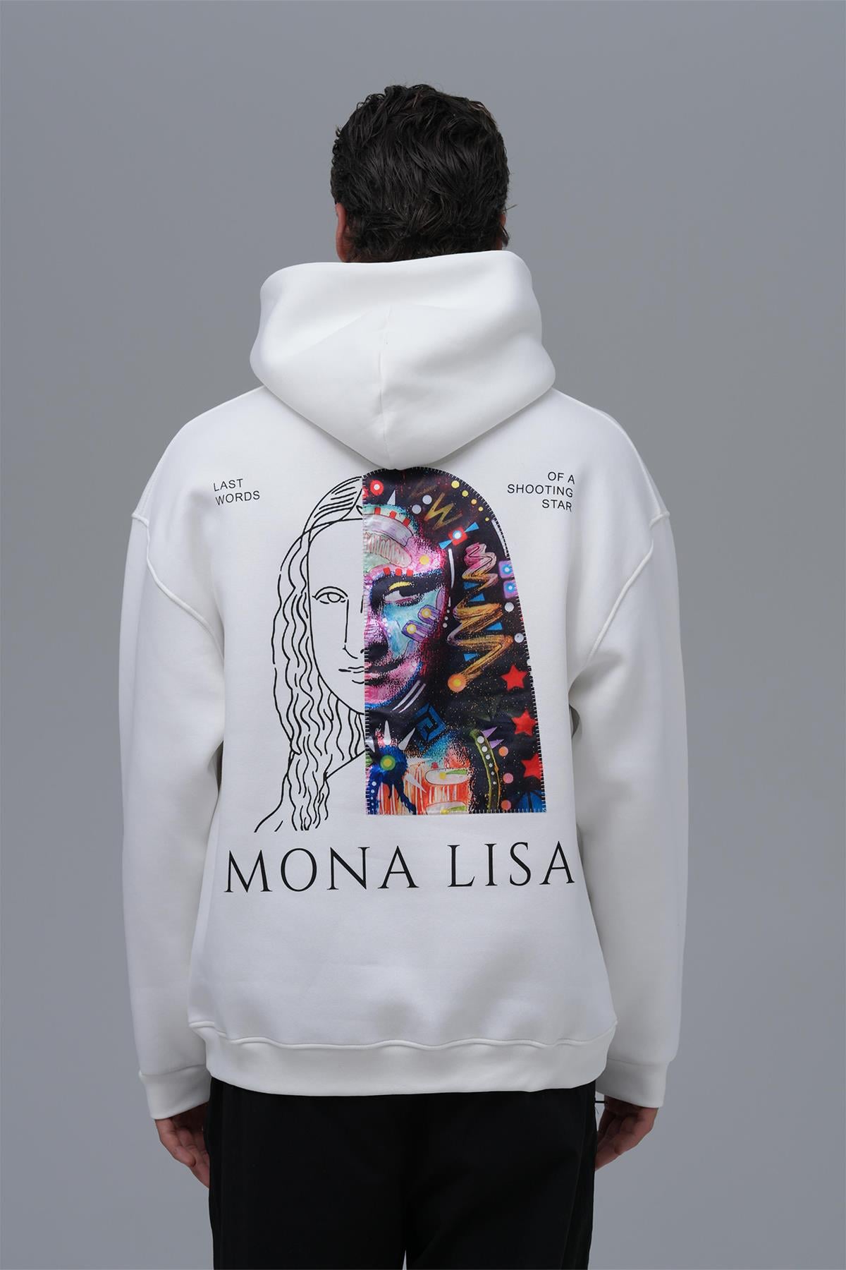 Mona Lisa Shooting Star Oversize Sweatshirt Erkek Ekru