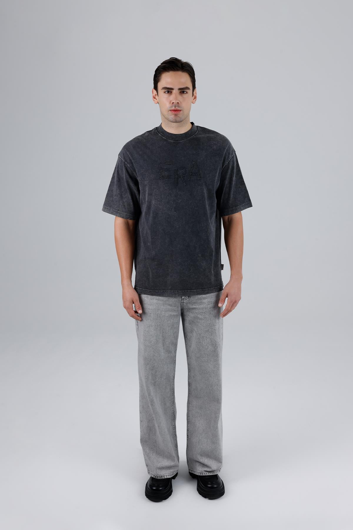 New Era Oversize Tişört Erkek Siyah