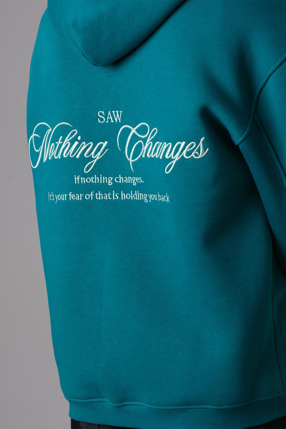 Nothing Changes Oversize Sweatshirt Erkek Neft Yeşili