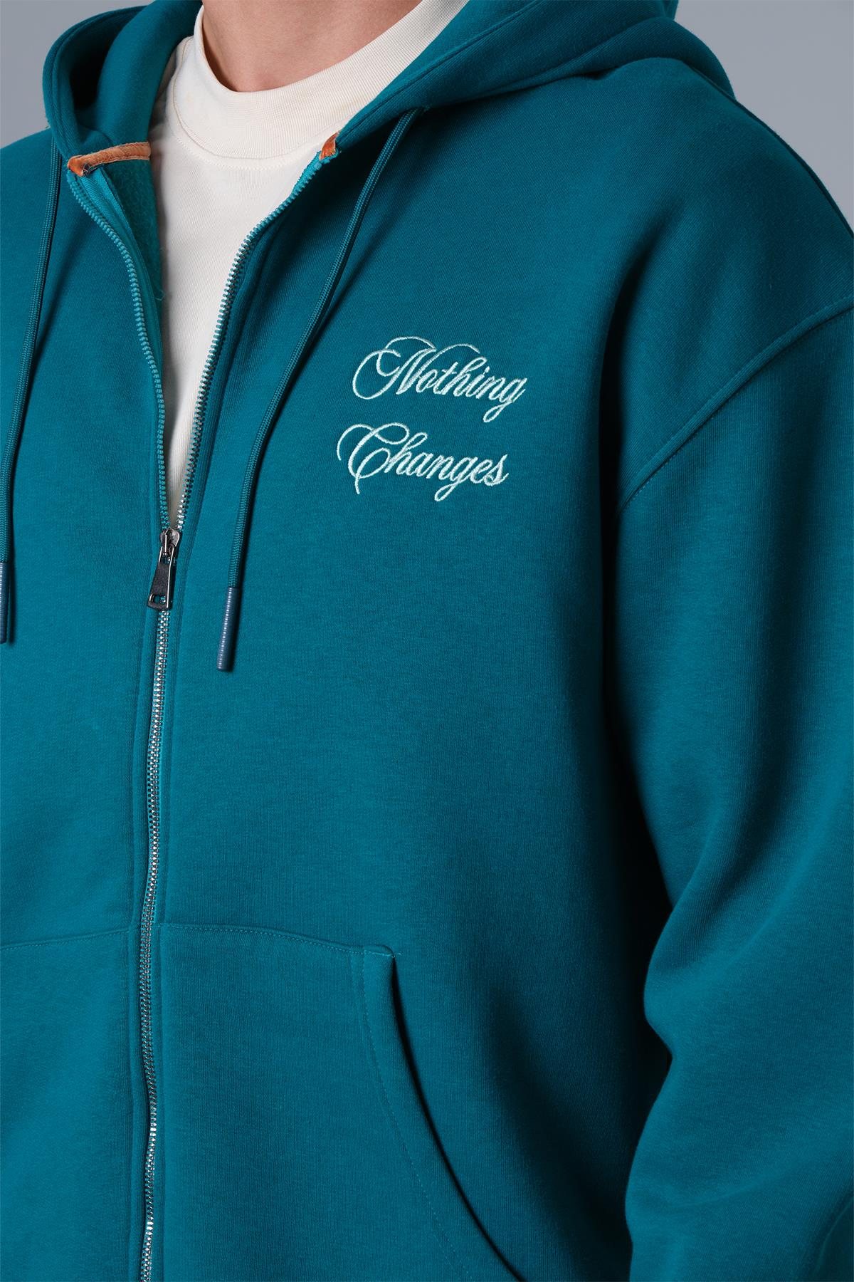 Nothing Changes Oversize Sweatshirt Erkek Neft Yeşili