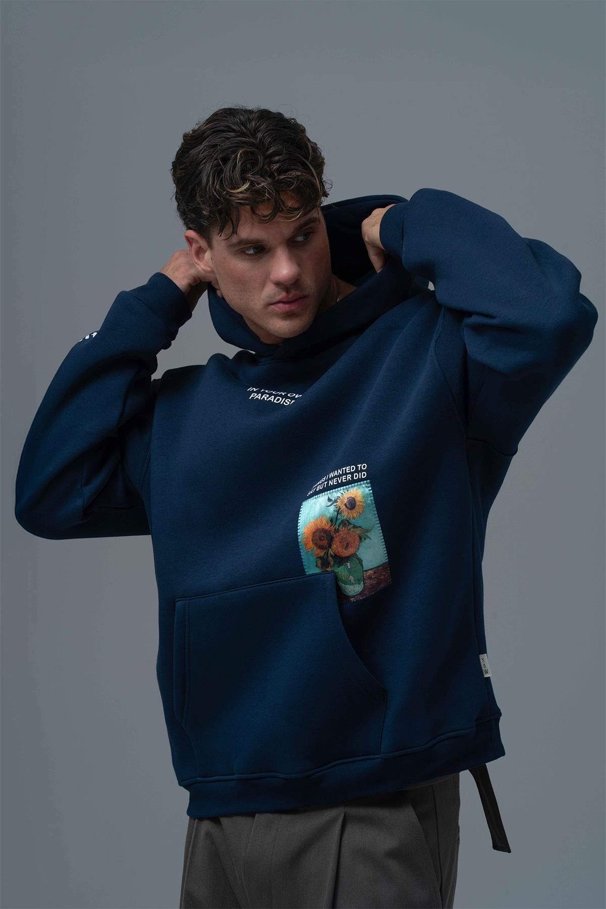 Paradise Within Oversize Sweatshirt Erkek İndigo