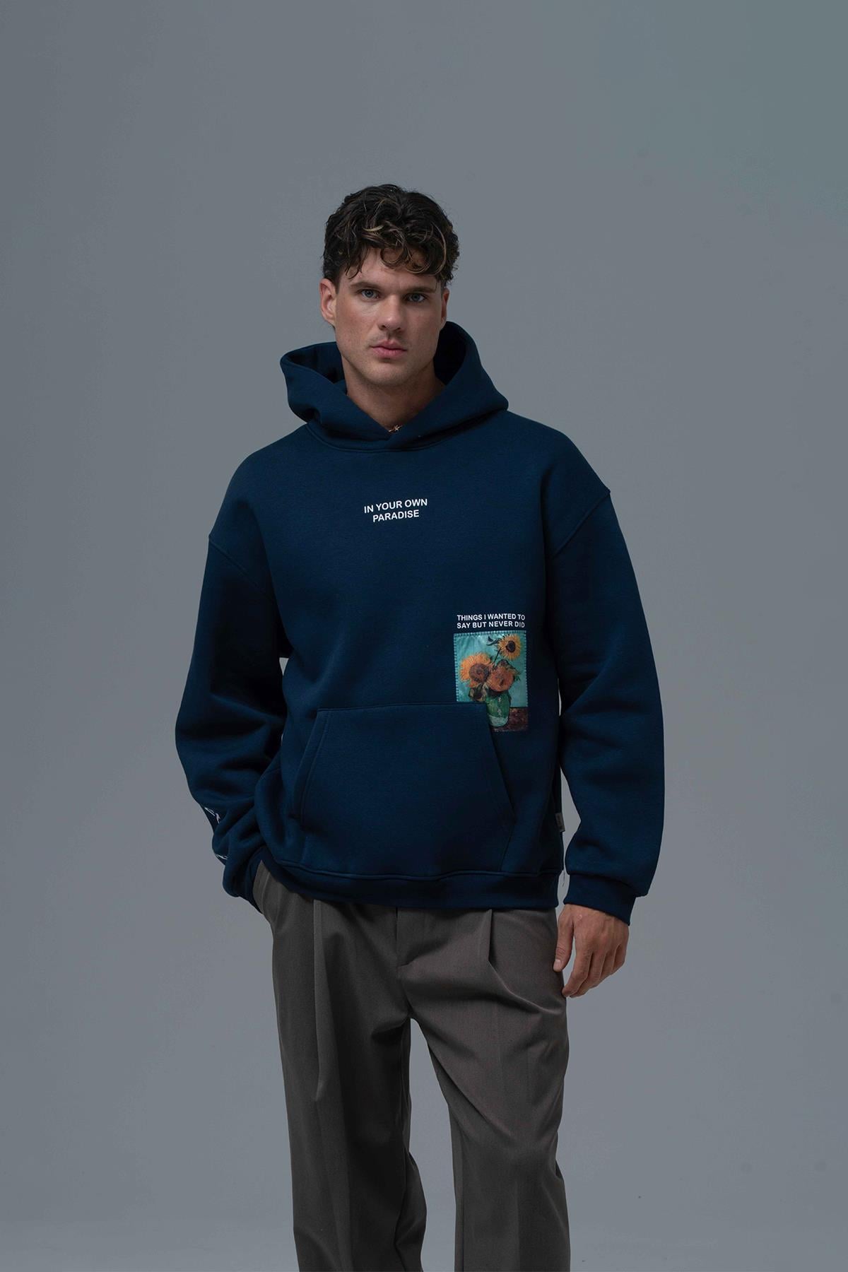 Paradise Within Oversize Sweatshirt Erkek İndigo
