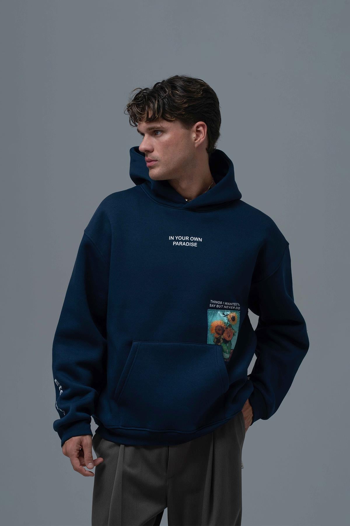 Paradise Within Oversize Sweatshirt Erkek İndigo