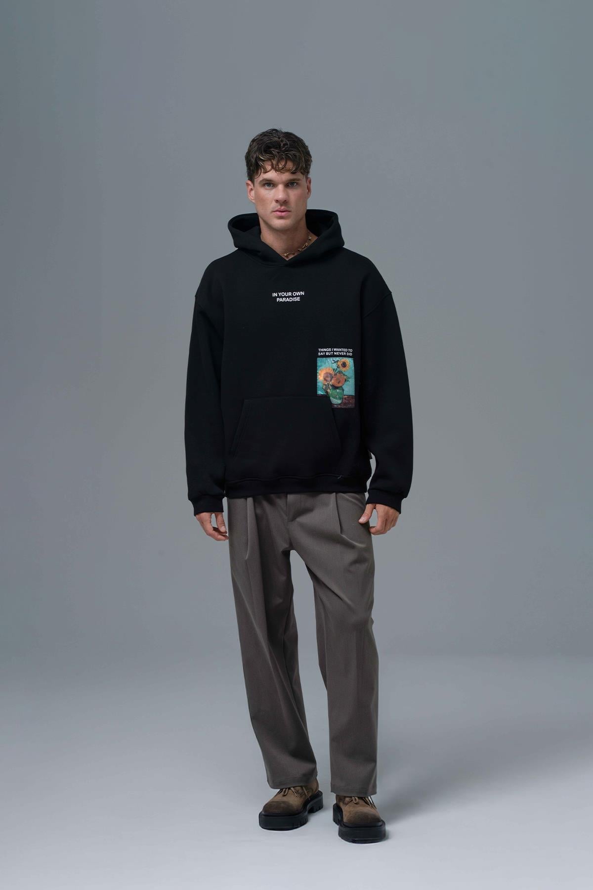 Paradise Within Oversize Sweatshirt Erkek Siyah