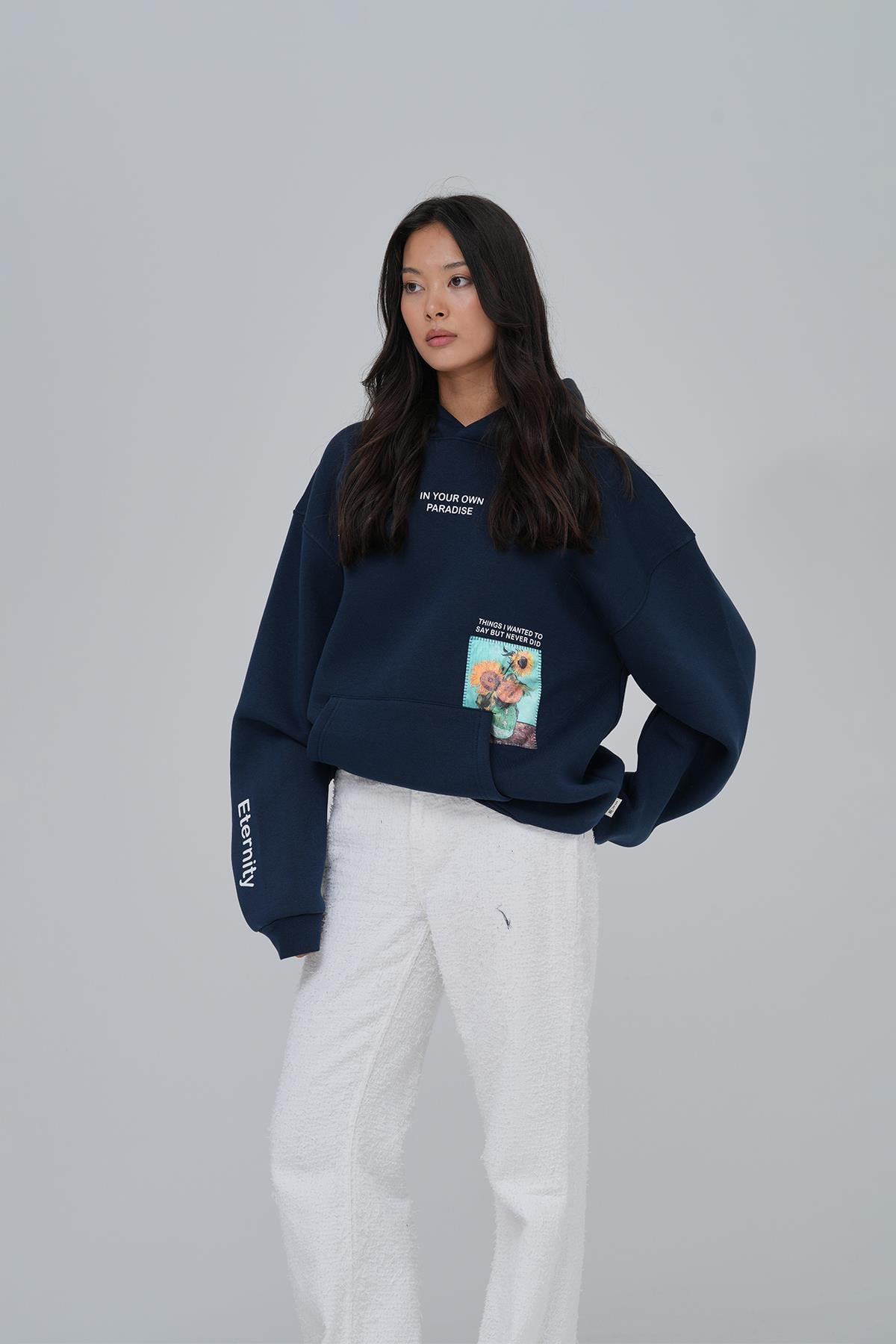 Paradise Within Oversize Sweatshirt Kadın İndigo