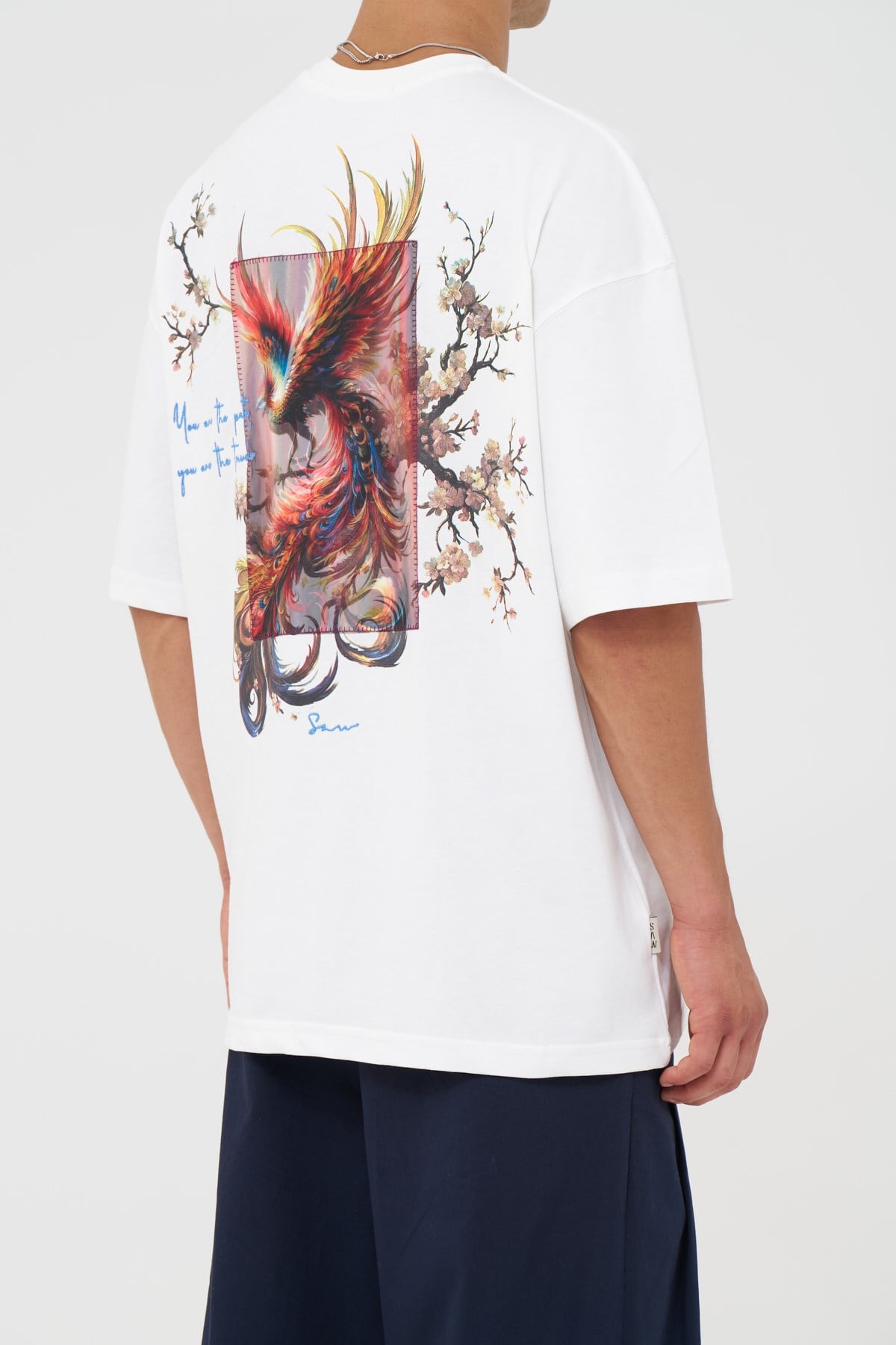 Phoenix Bloom Oversize Erkek Tişört Ekru