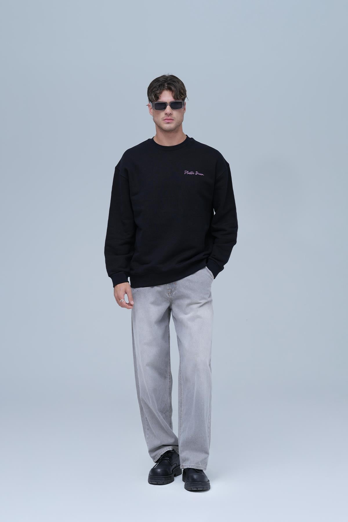 Plastic Dream Oversize Sweatshirt Erkek Siyah