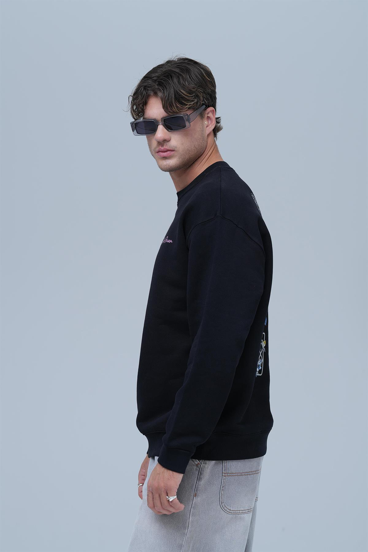Plastic Dream Oversize Sweatshirt Erkek Siyah