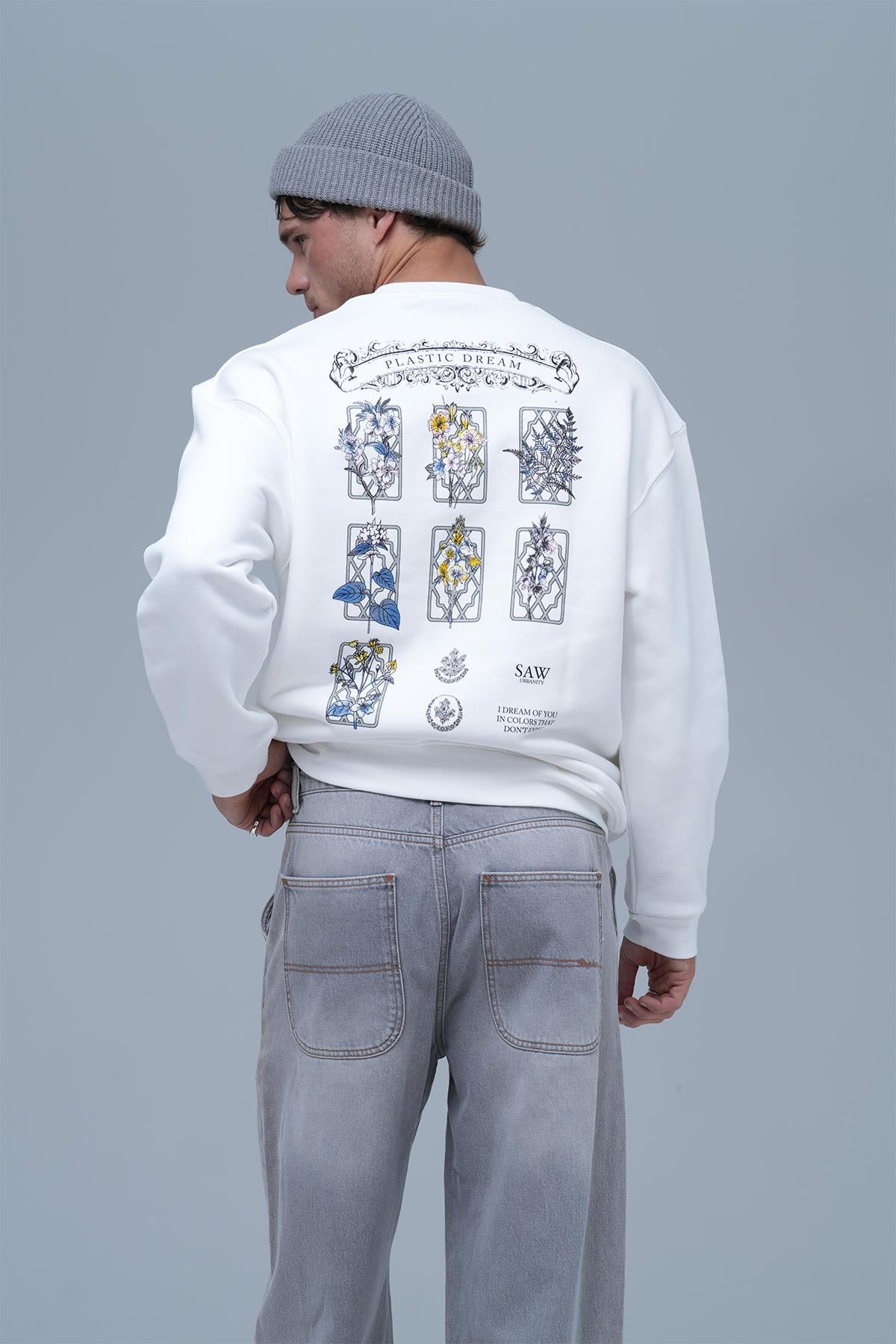 Plastic Dream Oversize Sweatshirt Erkek Ekru