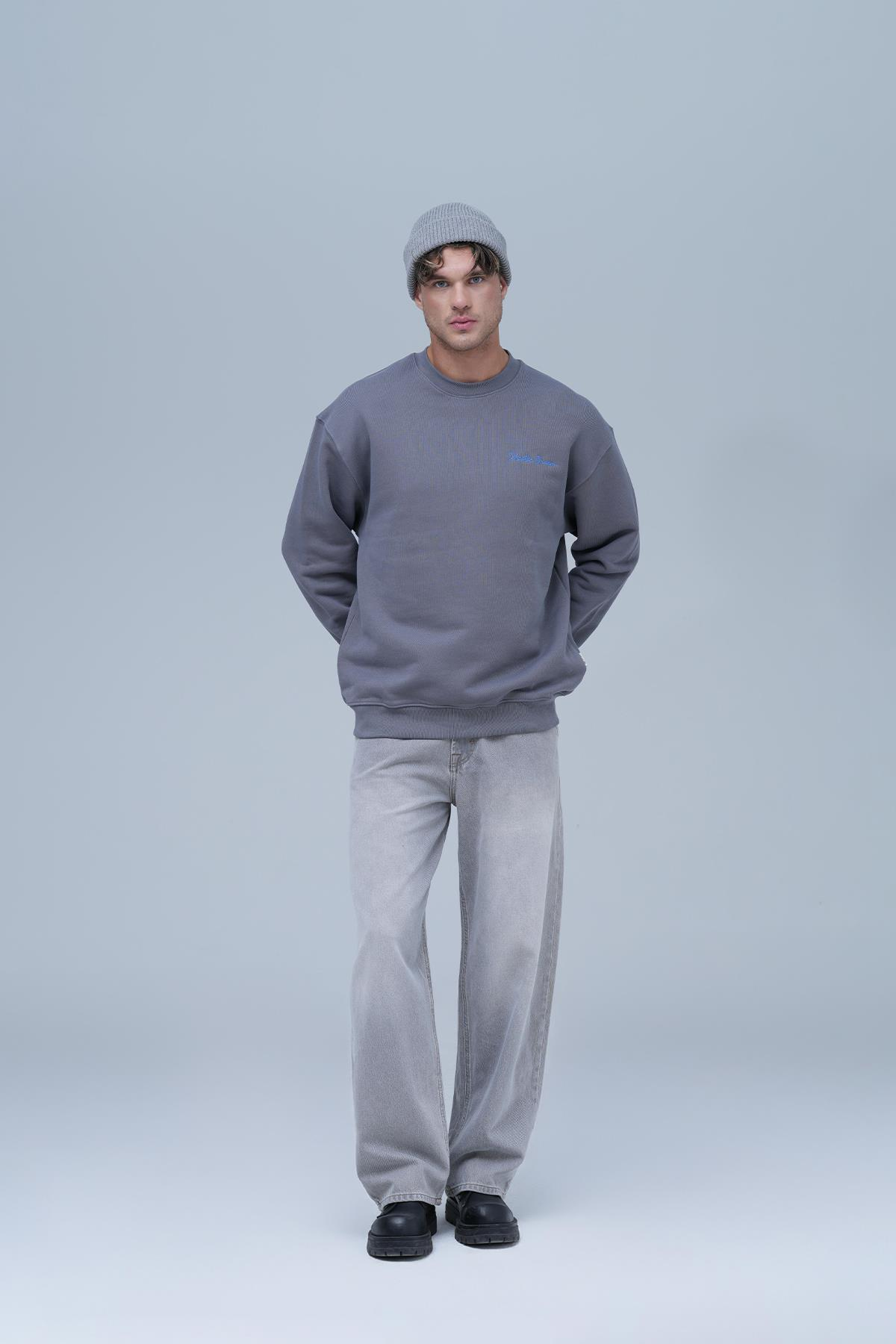 Plastic Dream Oversize Sweatshirt Erkek Füme