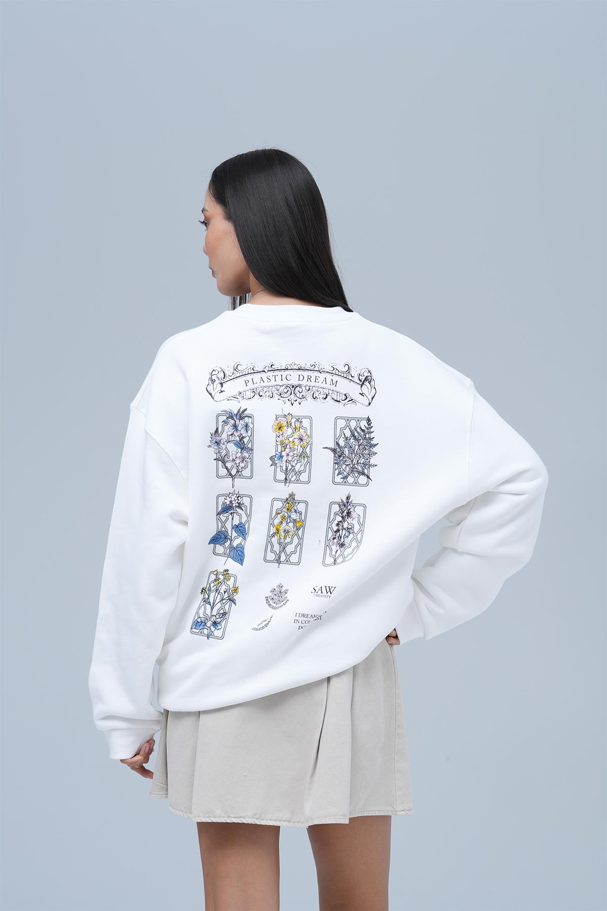 Plastic Dream Oversize Sweatshirt Kadın Ekru