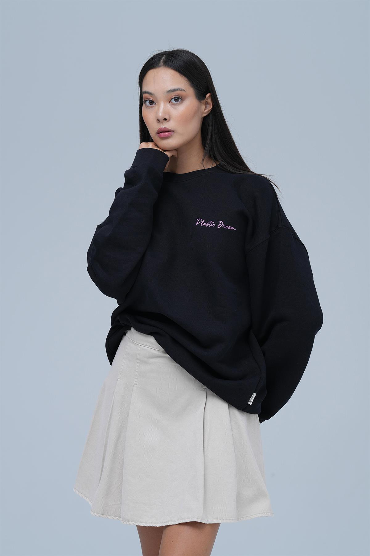 Plastic Dream Oversize Sweatshirt Kadın Siyah