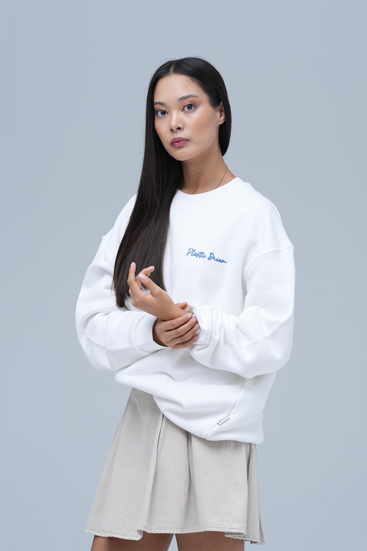 Plastic Dream Oversize Sweatshirt Kadın Ekru