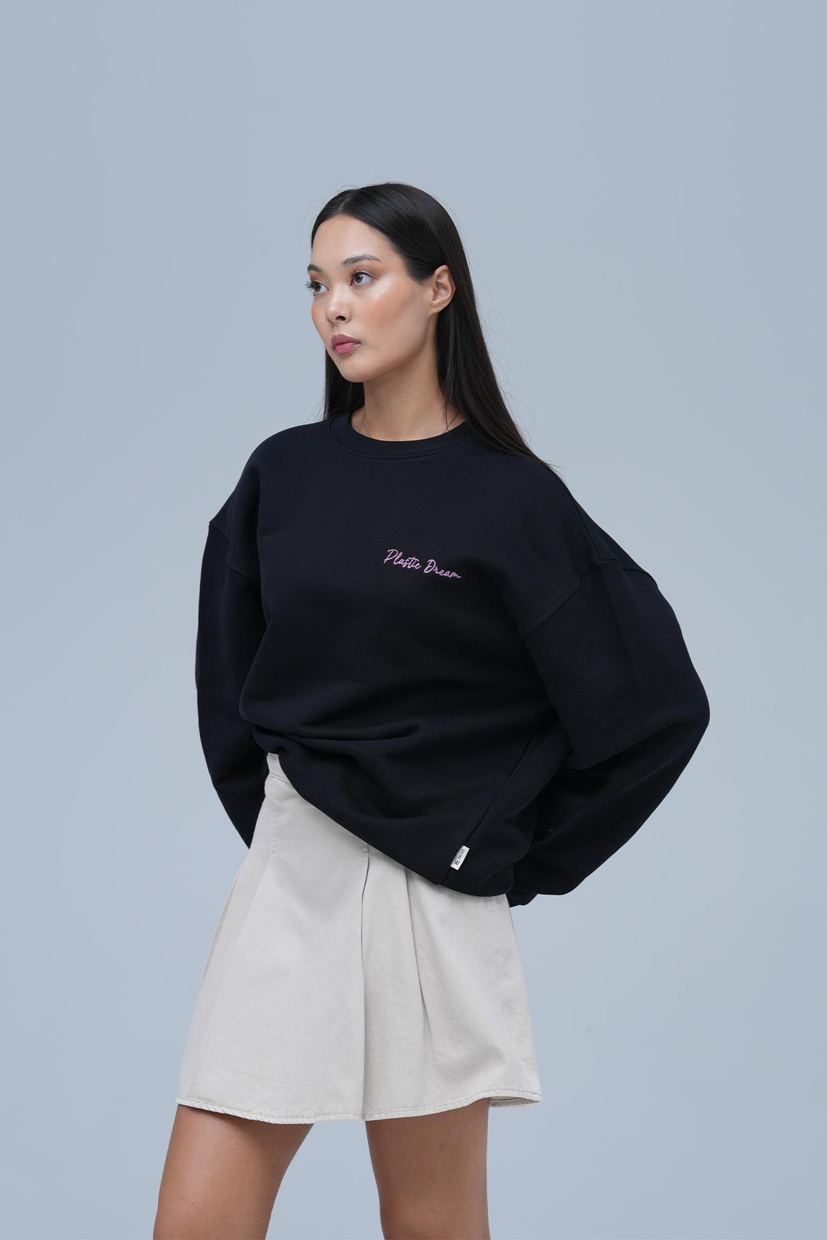 Plastic Dream Oversize Sweatshirt Kadın Siyah