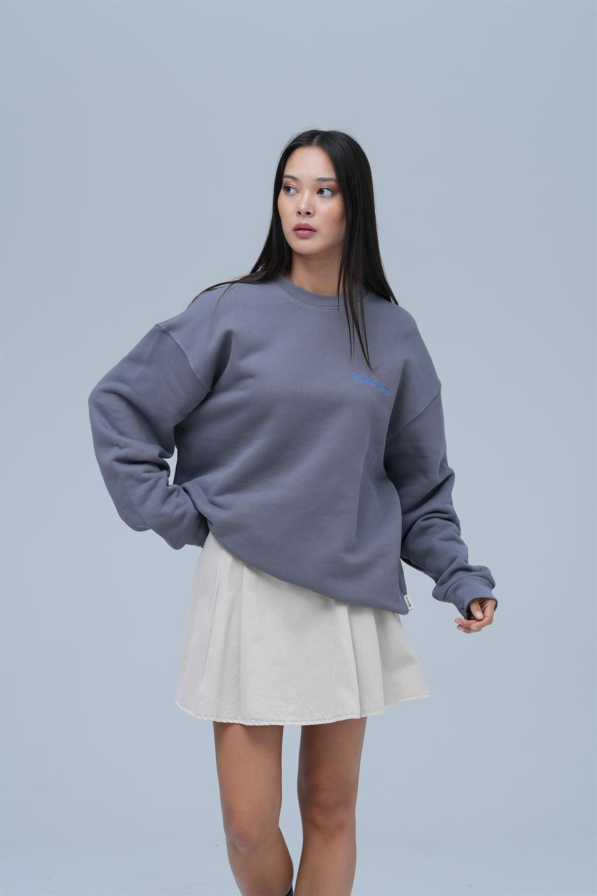 Plastic Dream Oversize Sweatshirt Kadın Füme