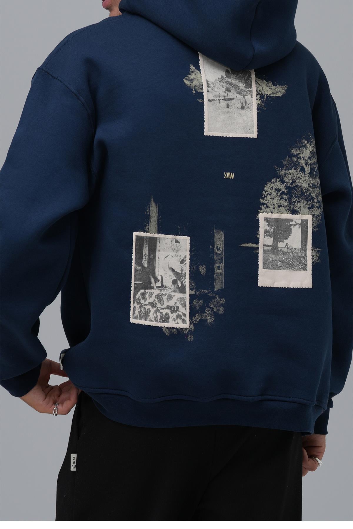 Portrait of a Generation Oversize Sweatshirt Erkek İndigo
