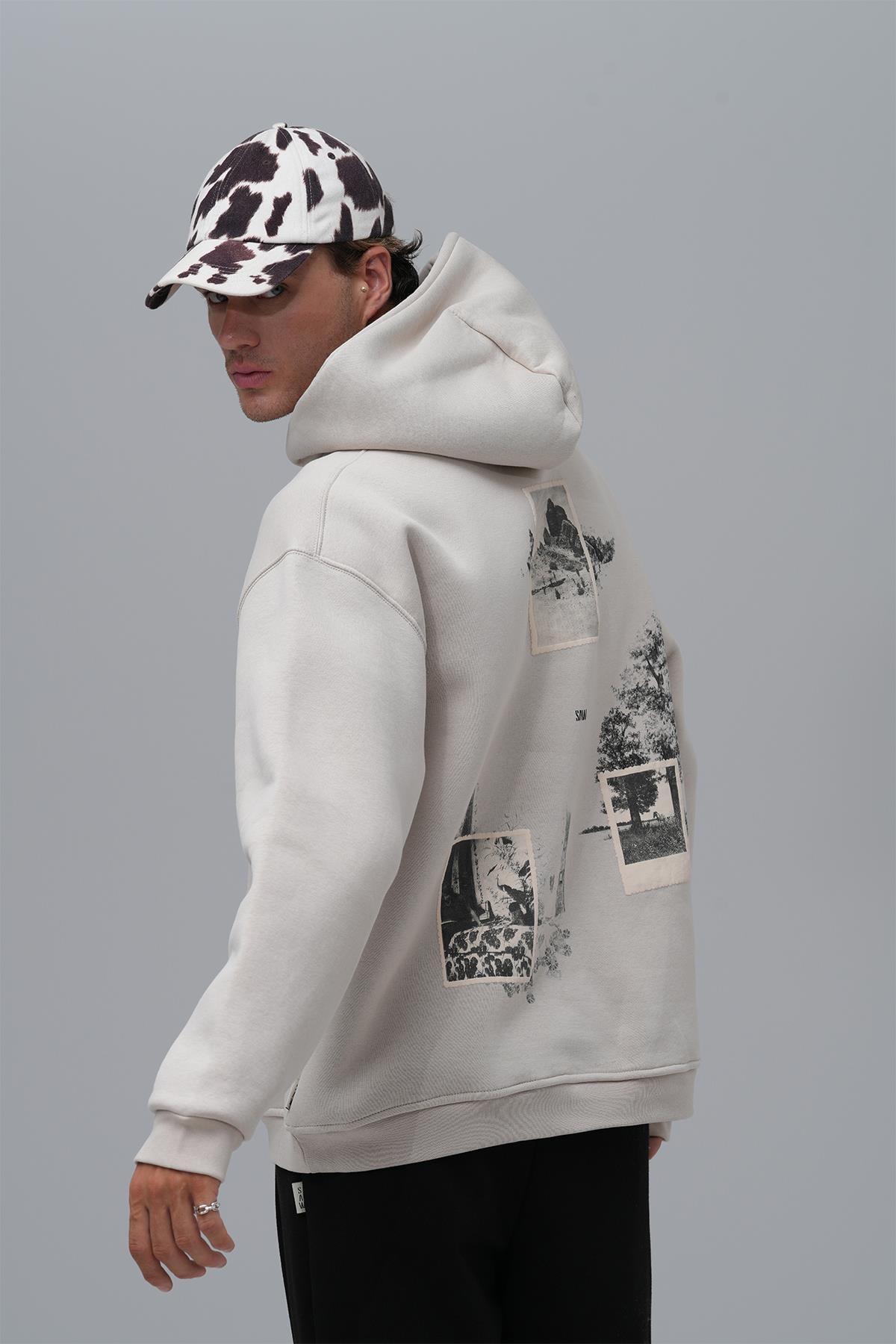 Portrait of a Generation Oversize Sweatshirt Erkek Ekru