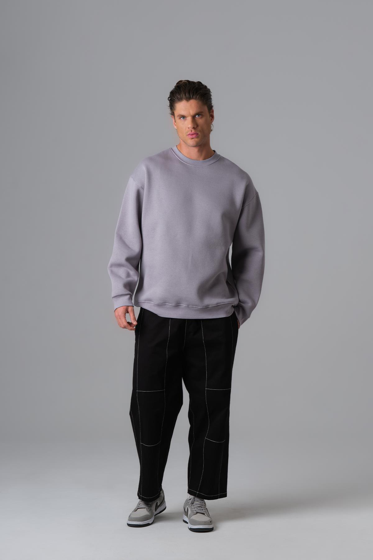 Pure Basic Oversize Sweatshirt Erkek Gri