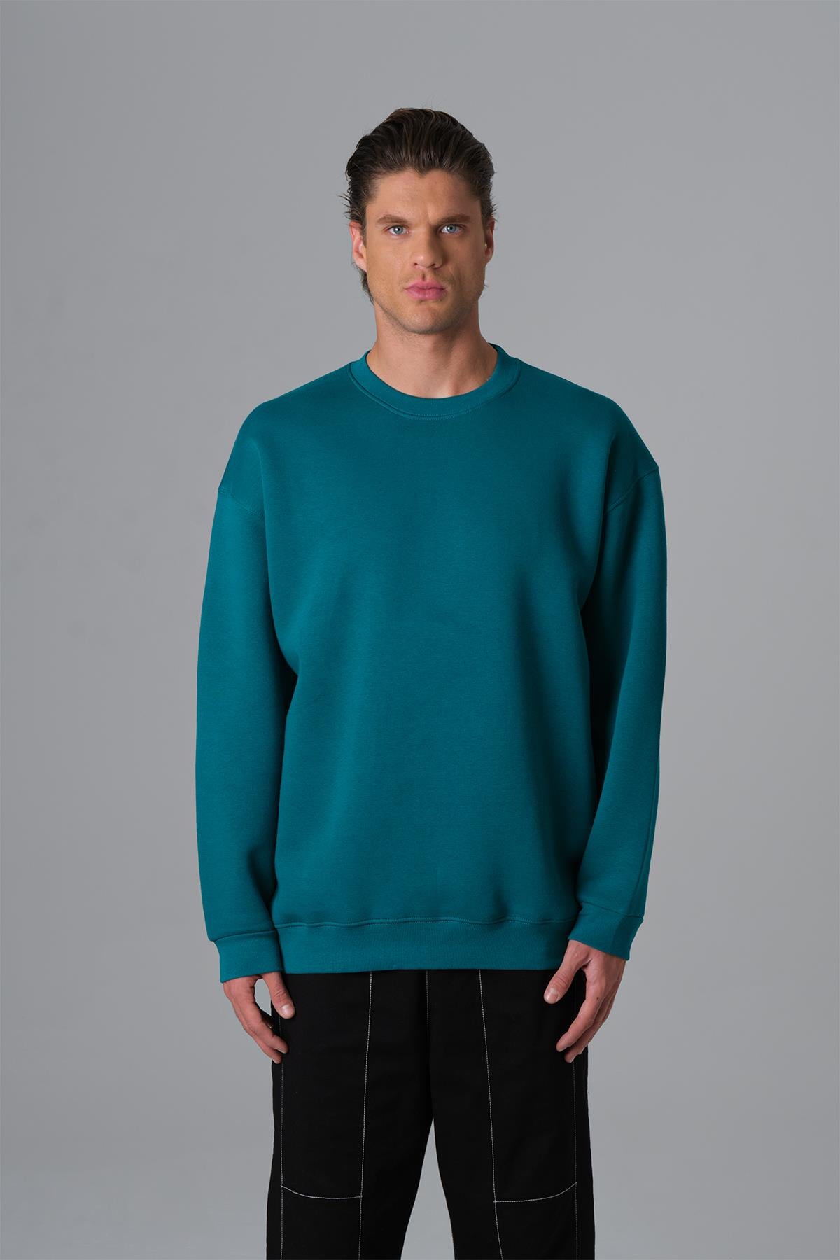 Pure Basic Oversize Sweatshirt Erkek Neft Yeşili