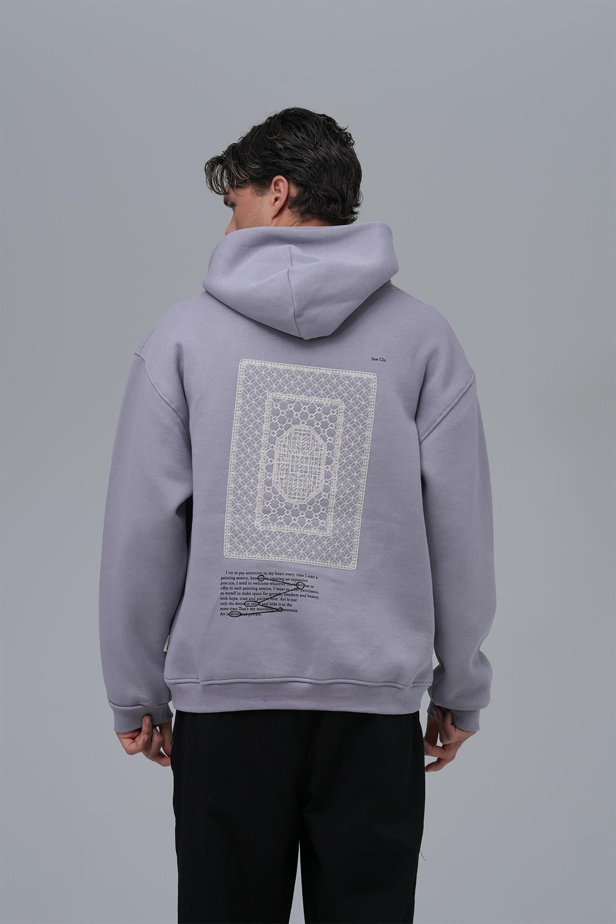 Sacred Geometry Oversize Sweatshirt Erkek Gri