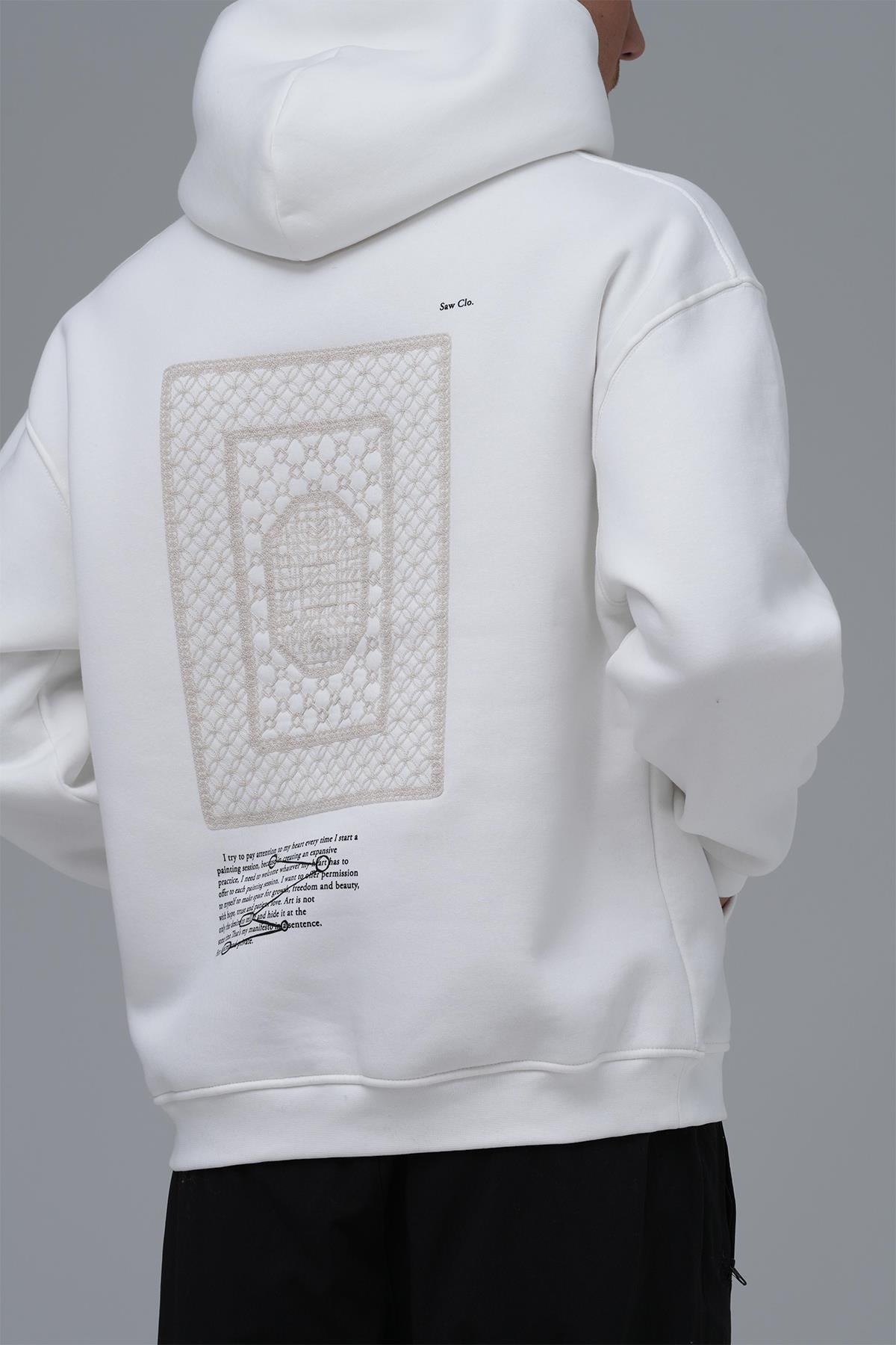 Sacred Geometry Oversize Sweatshirt Erkek Ekru