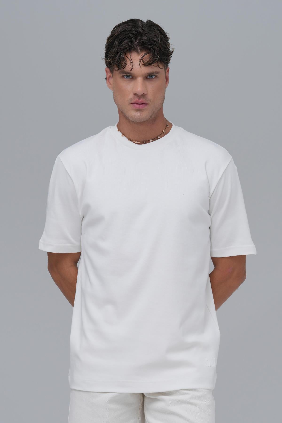 SAW Club Basic Regular Fit Tişört Erkek Ekru
