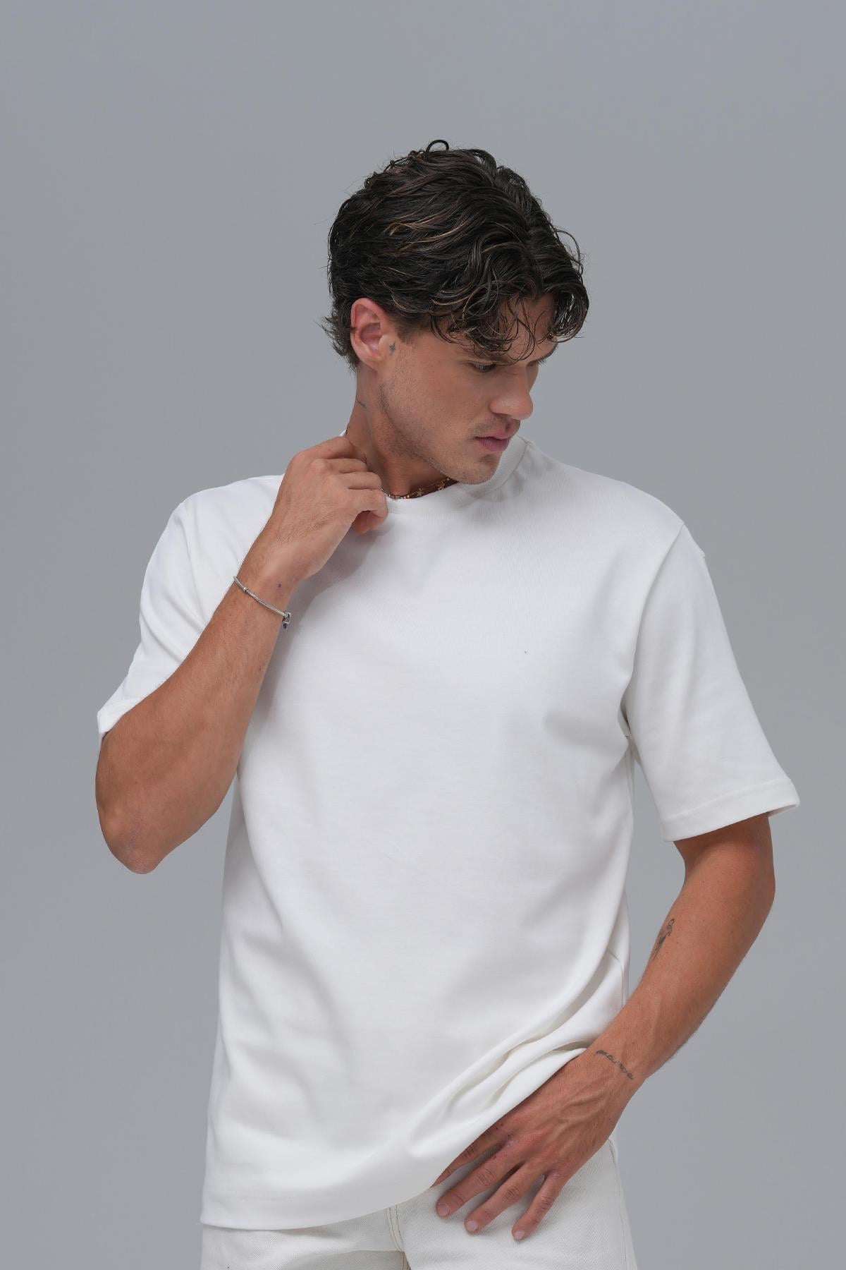 SAW Club Basic Regular Fit Tişört Erkek Ekru