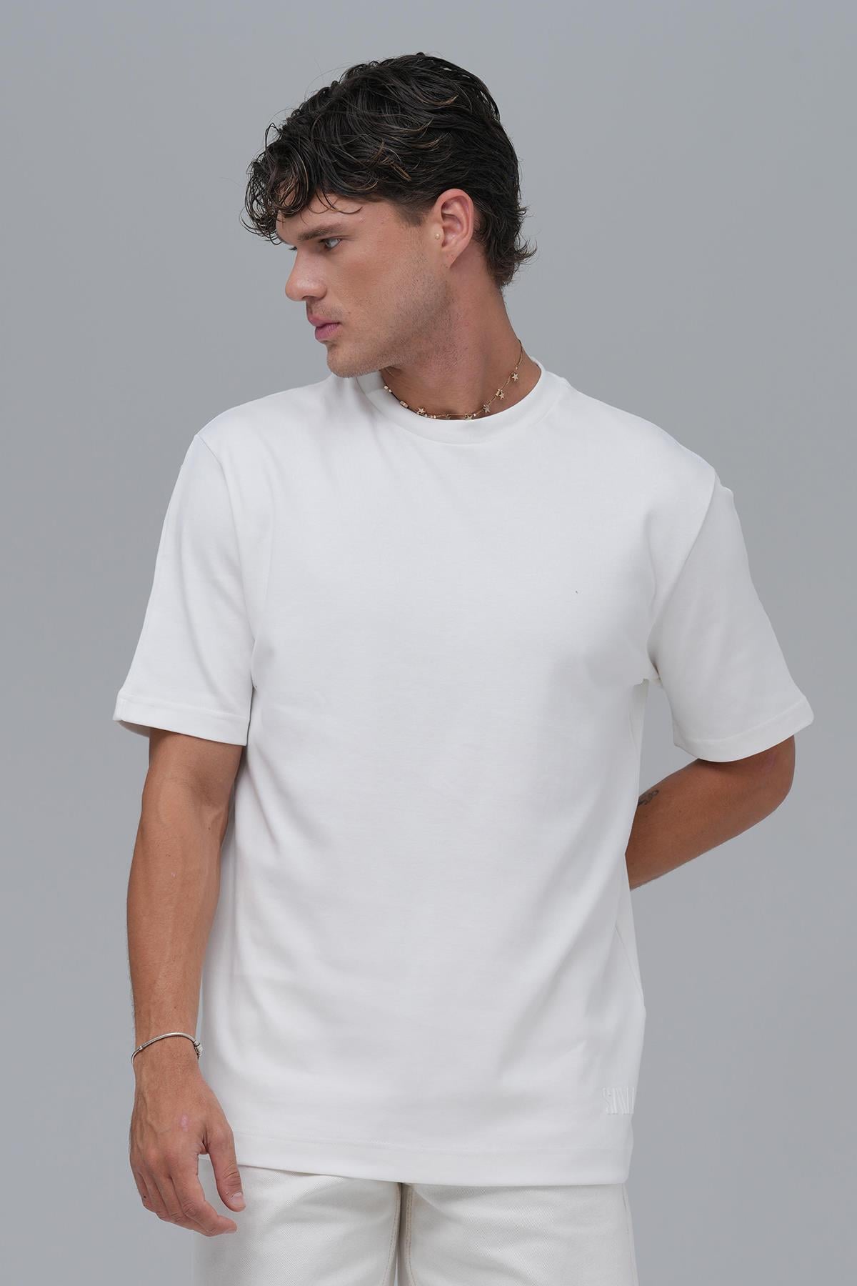 SAW Club Basic Regular Fit Tişört Erkek Ekru