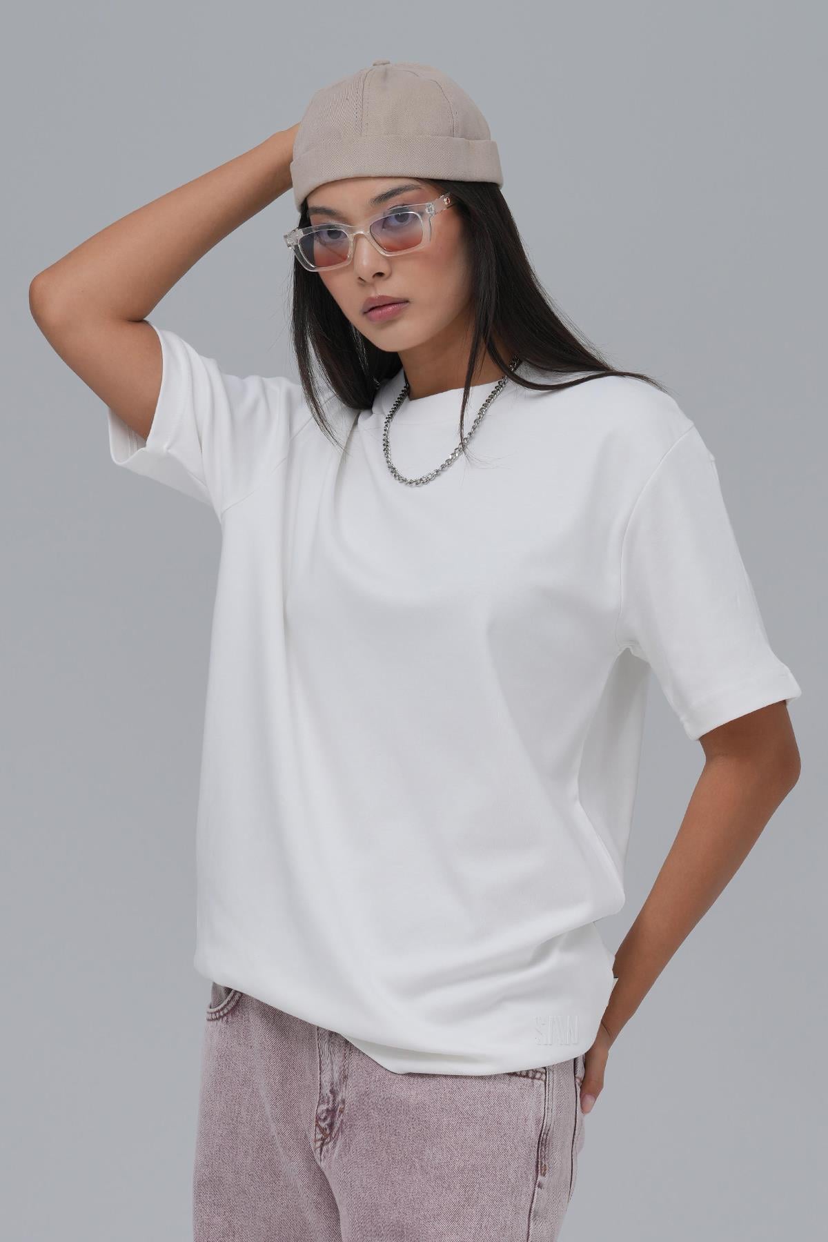 SAW Club Basic Regular Fit Tişört Kadın Ekru