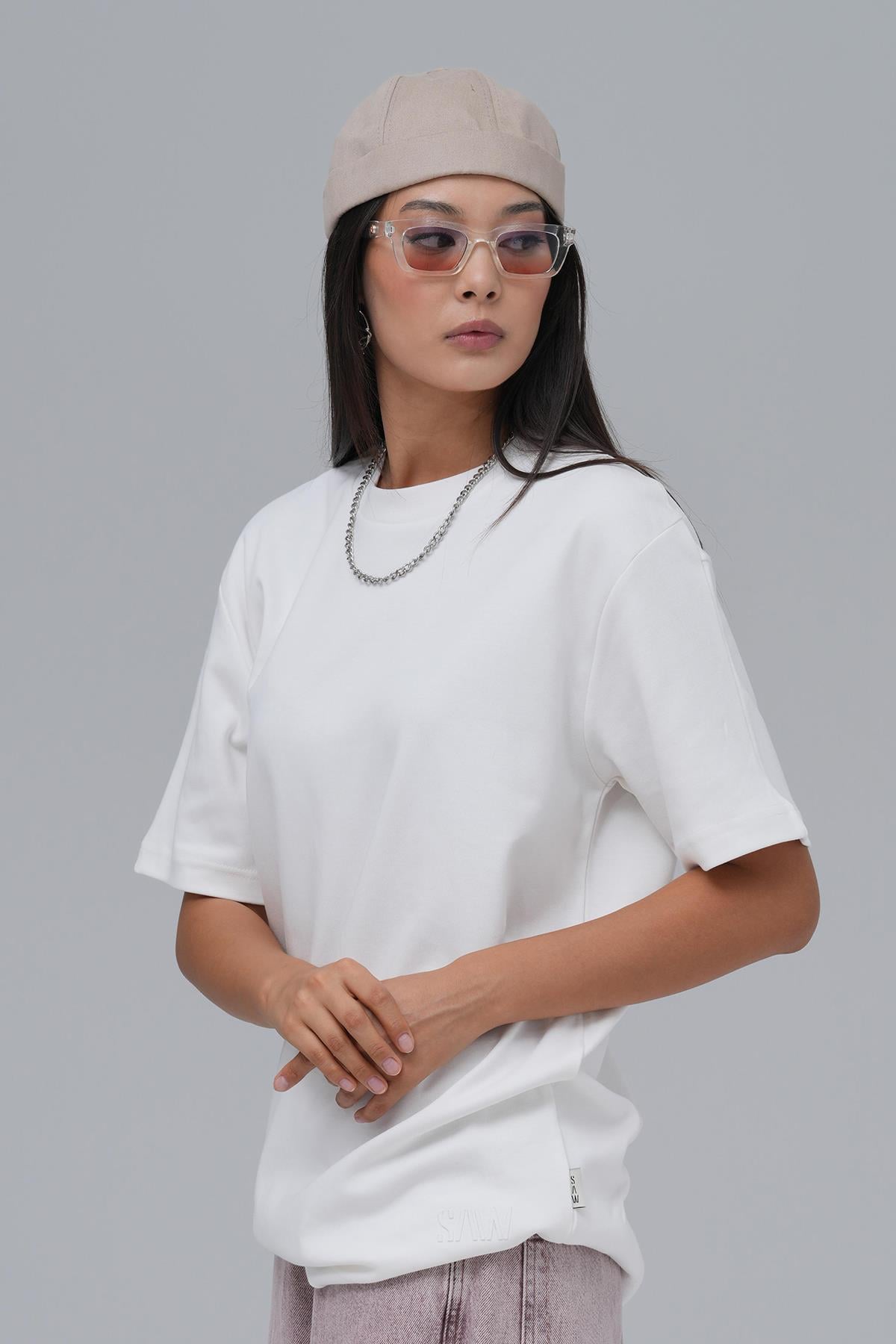 SAW Club Basic Regular Fit Tişört Kadın Ekru