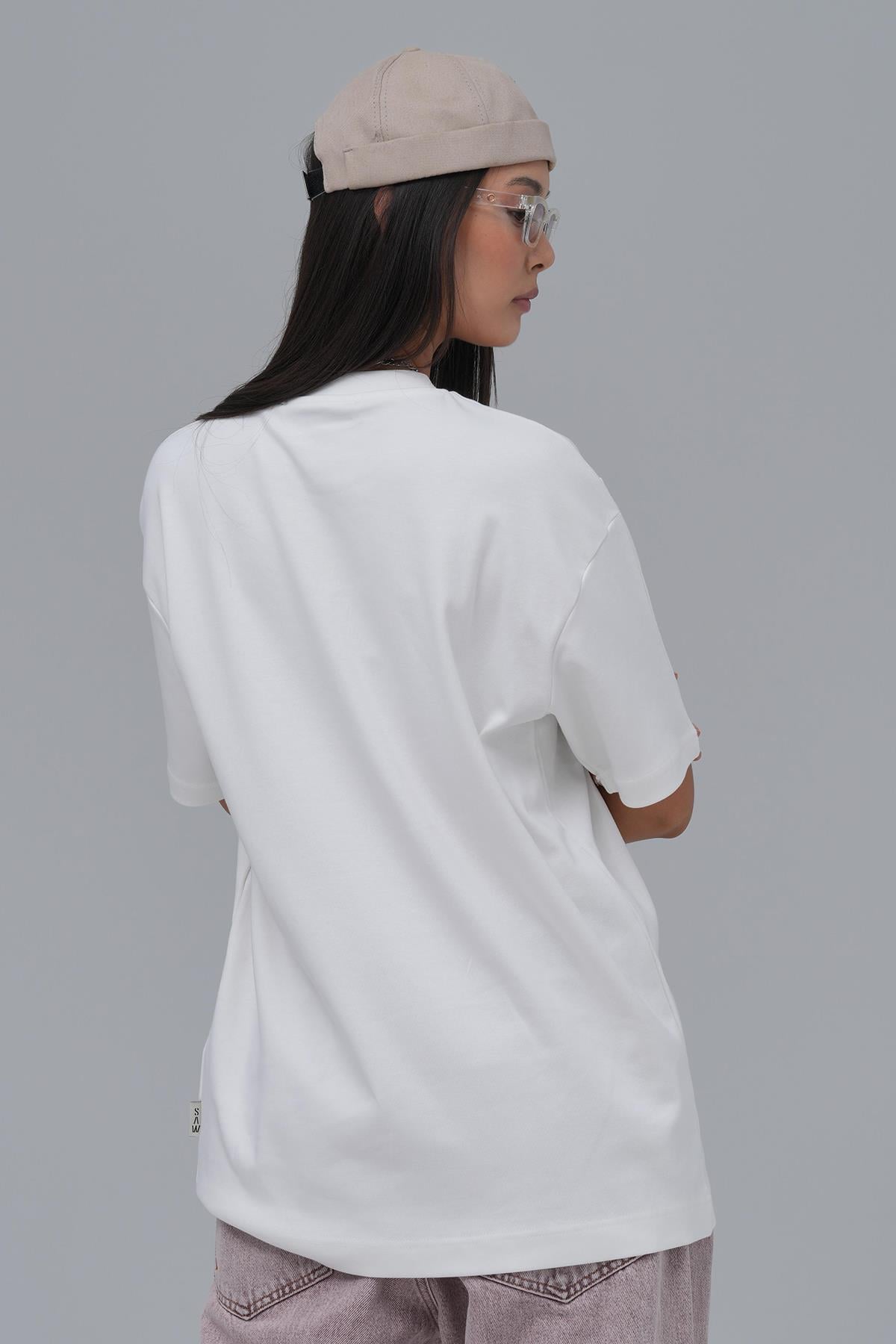 SAW Club Basic Regular Fit Tişört Kadın Ekru