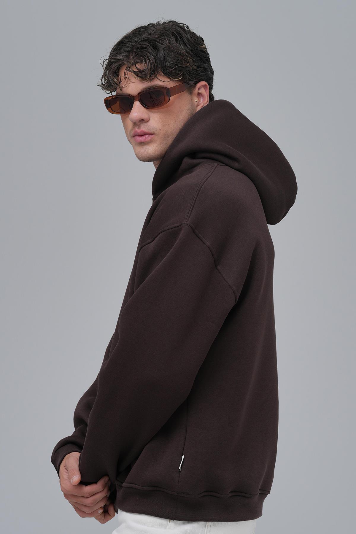 SAW Club Oversize Sweatshirt Erkek Kahverengi