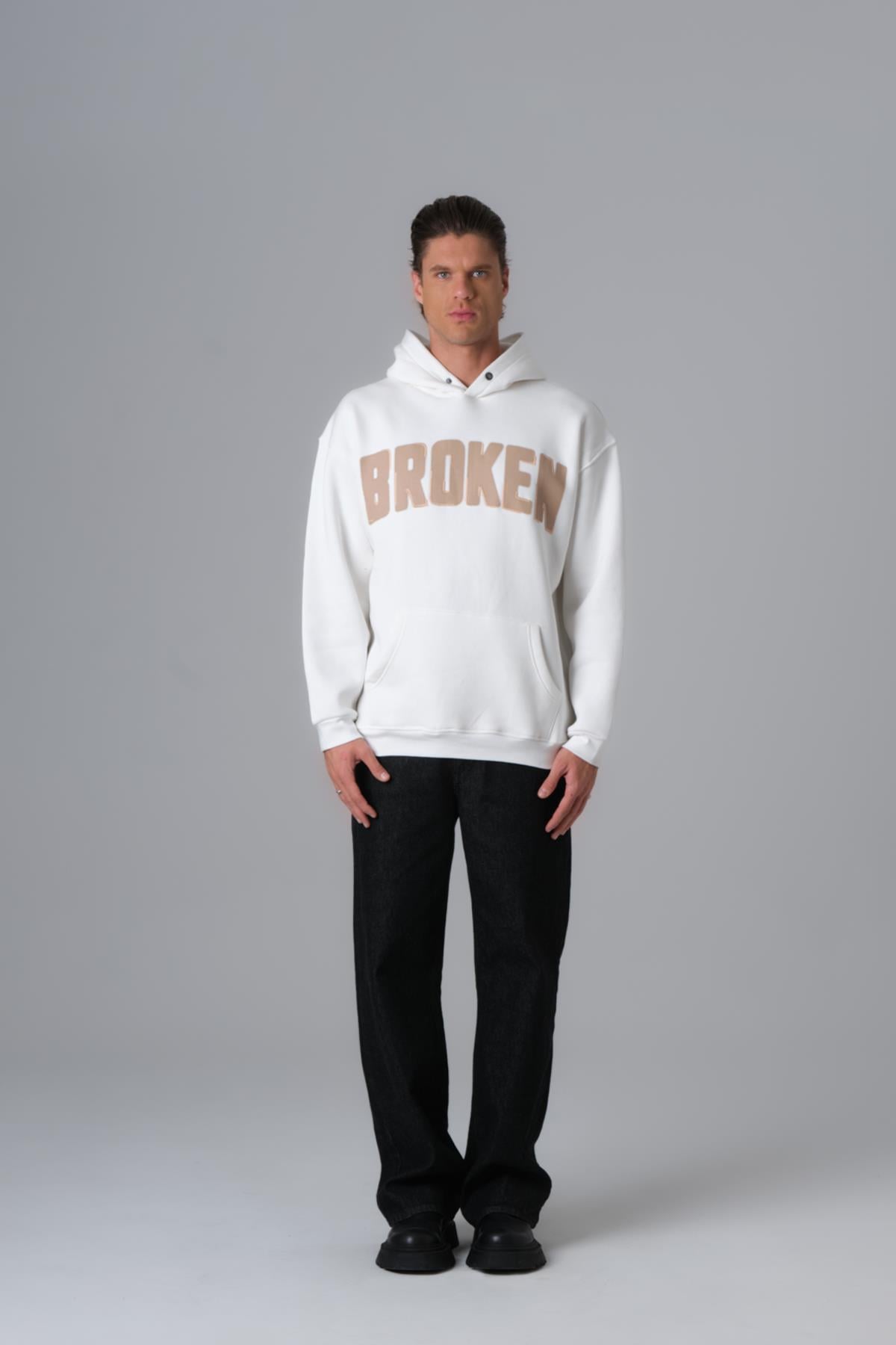 Scars & Power Oversize Sweatshirt Erkek Ekru