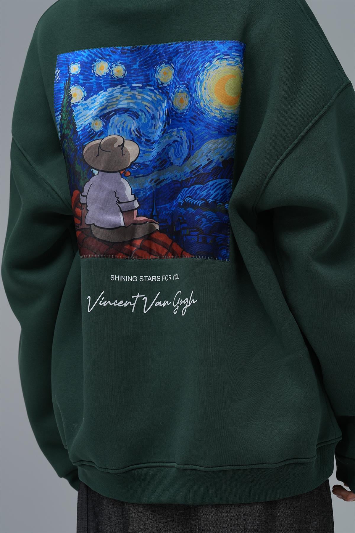 Shining Stars Oversize Sweatshirt Kadın Yeşil