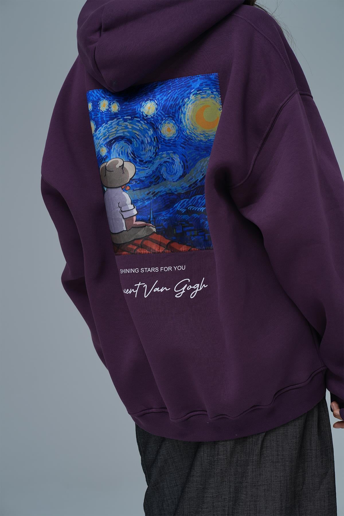 Shining Stars Oversize Sweatshirt Kadın Mor