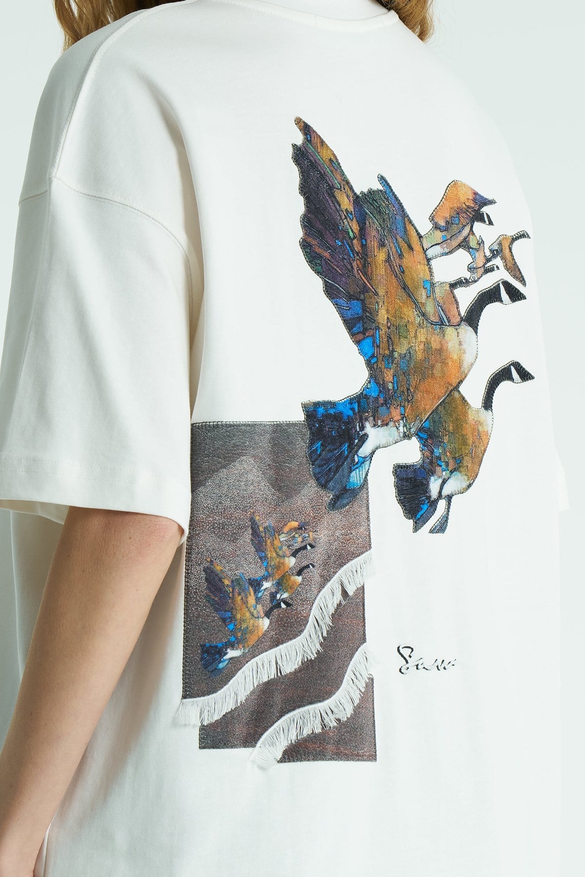 Soar Oversize Kadın Tişört Ekru