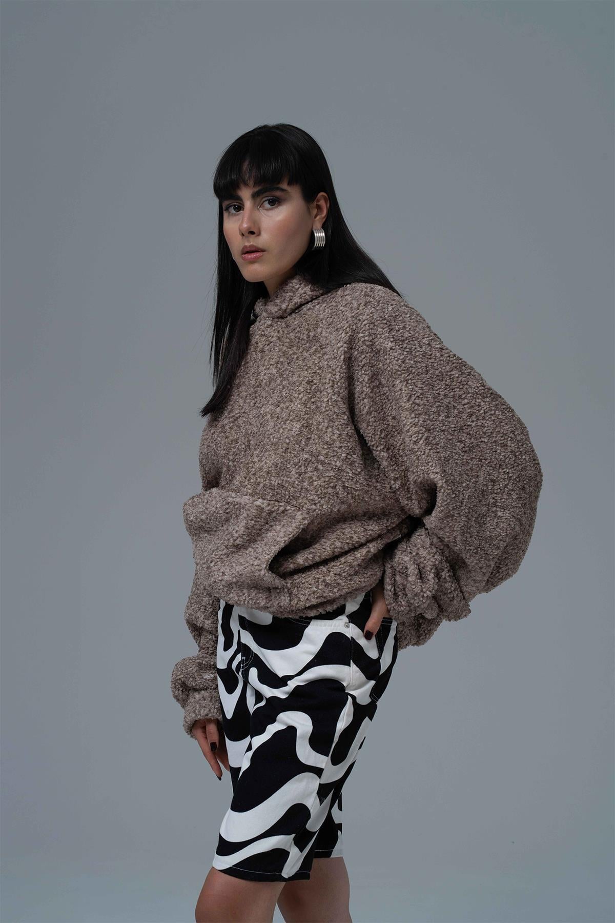 Soft Haven Oversize Welsoft Sweatshirt Kadın Vizon