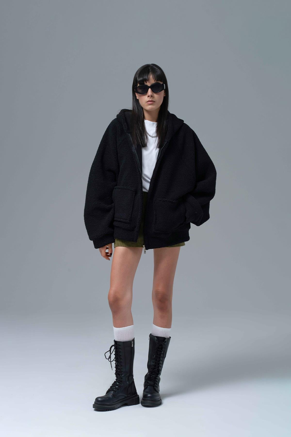 Soft Haven Oversize Welsoft Sweatshirt Kadın Siyah