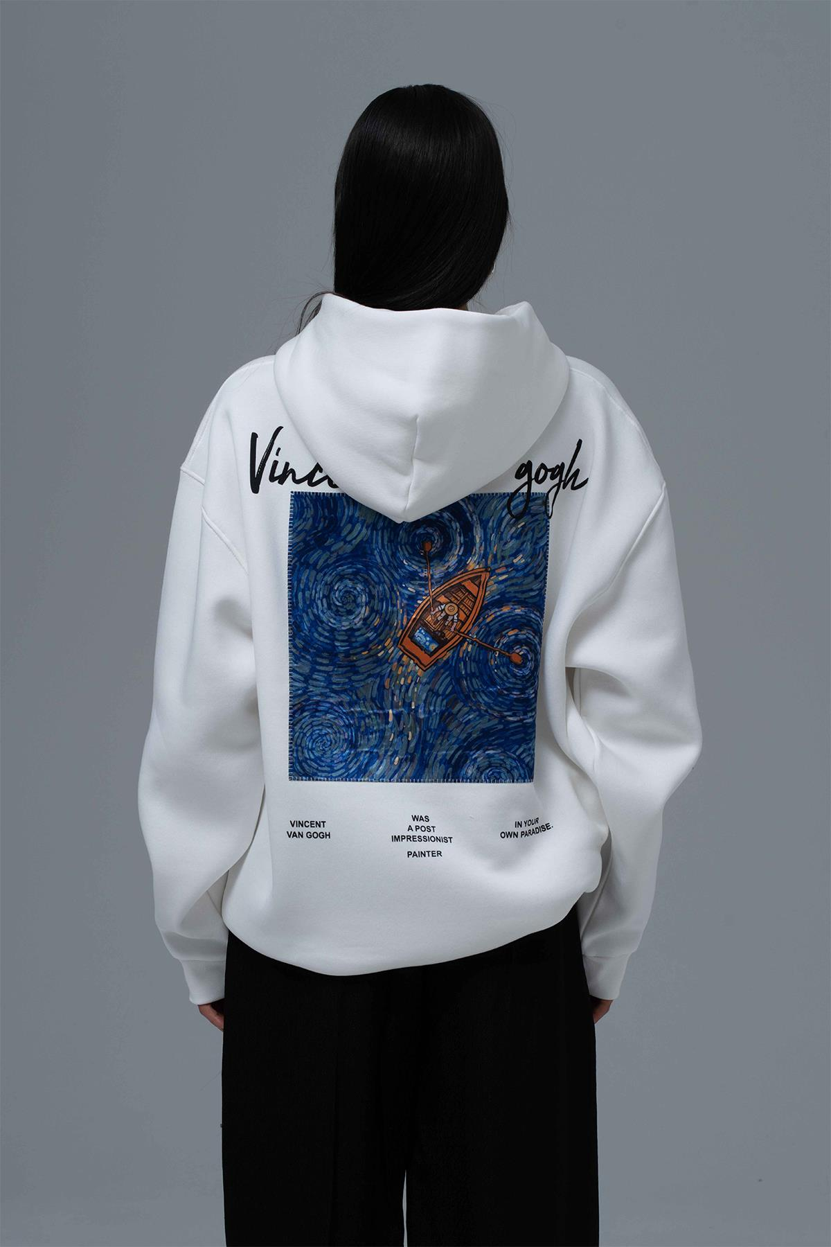 Starry Flow Oversize Sweatshirt Kadın Taş