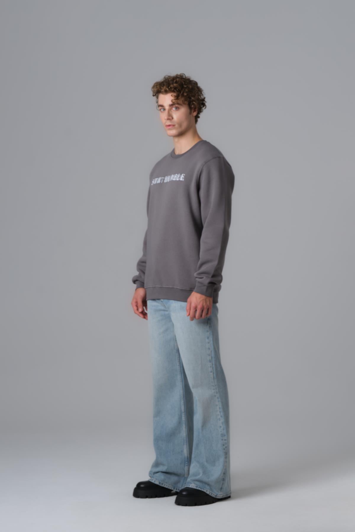Stay Humble Oversize Sweatshirt Erkek Füme