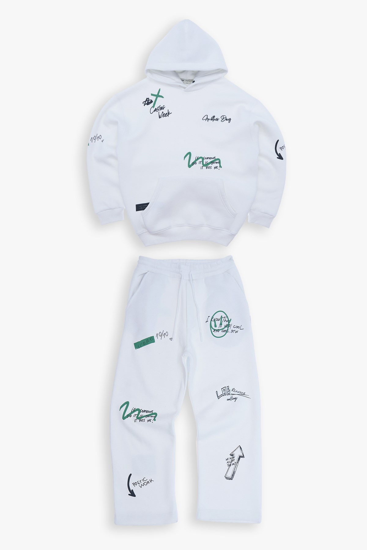 Street Script Oversize Eşofman Takımı Erkek Ekru