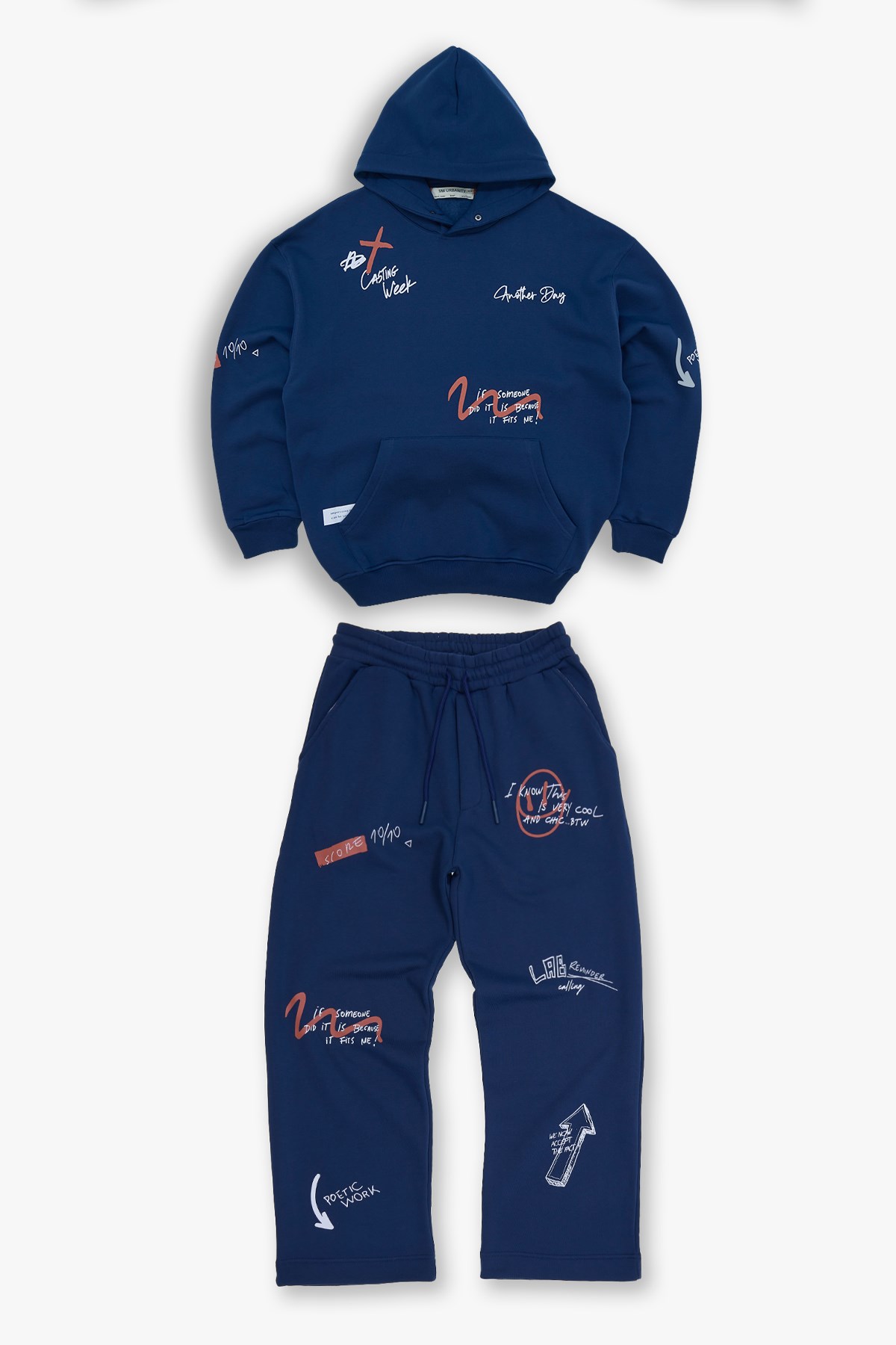 Street Script Oversize Eşofman Takımı Erkek Lacivert