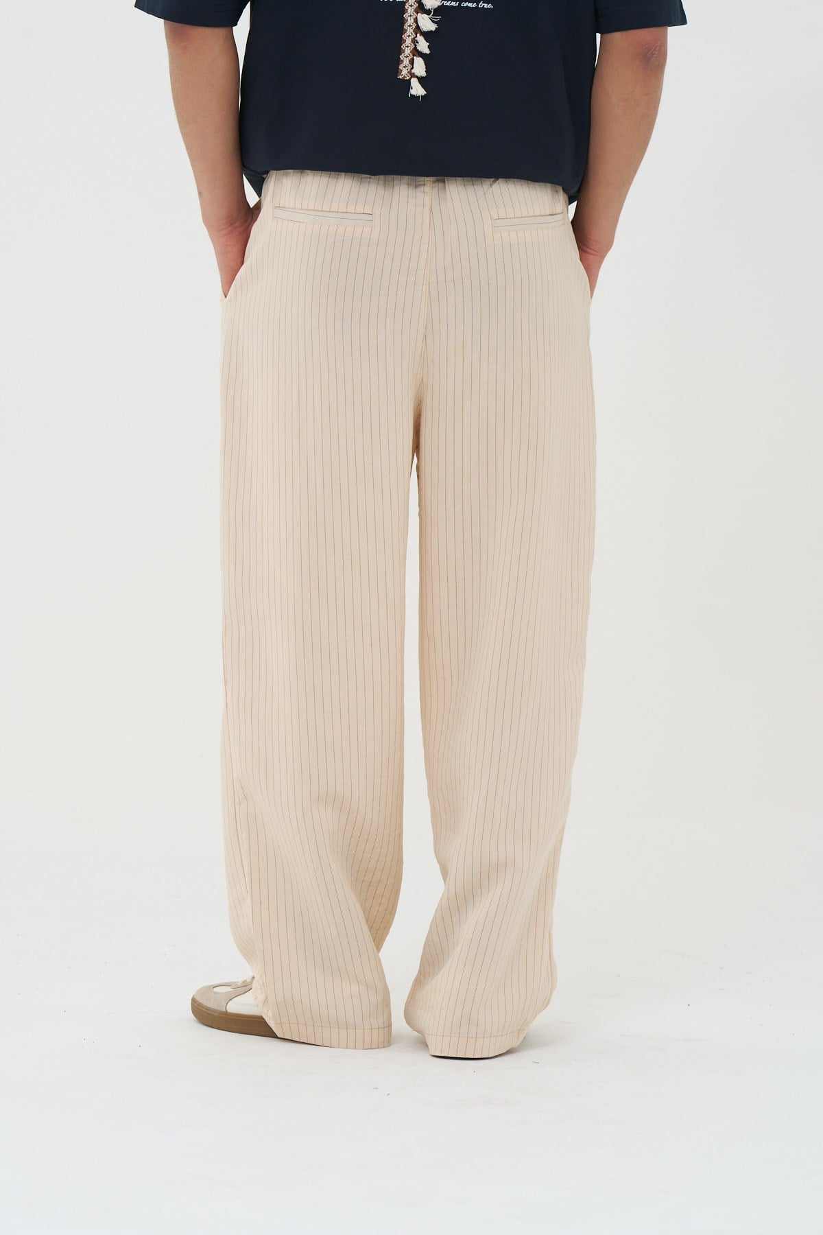 Tailor Stripe Relaxed Fit Erkek Pantolon Bej