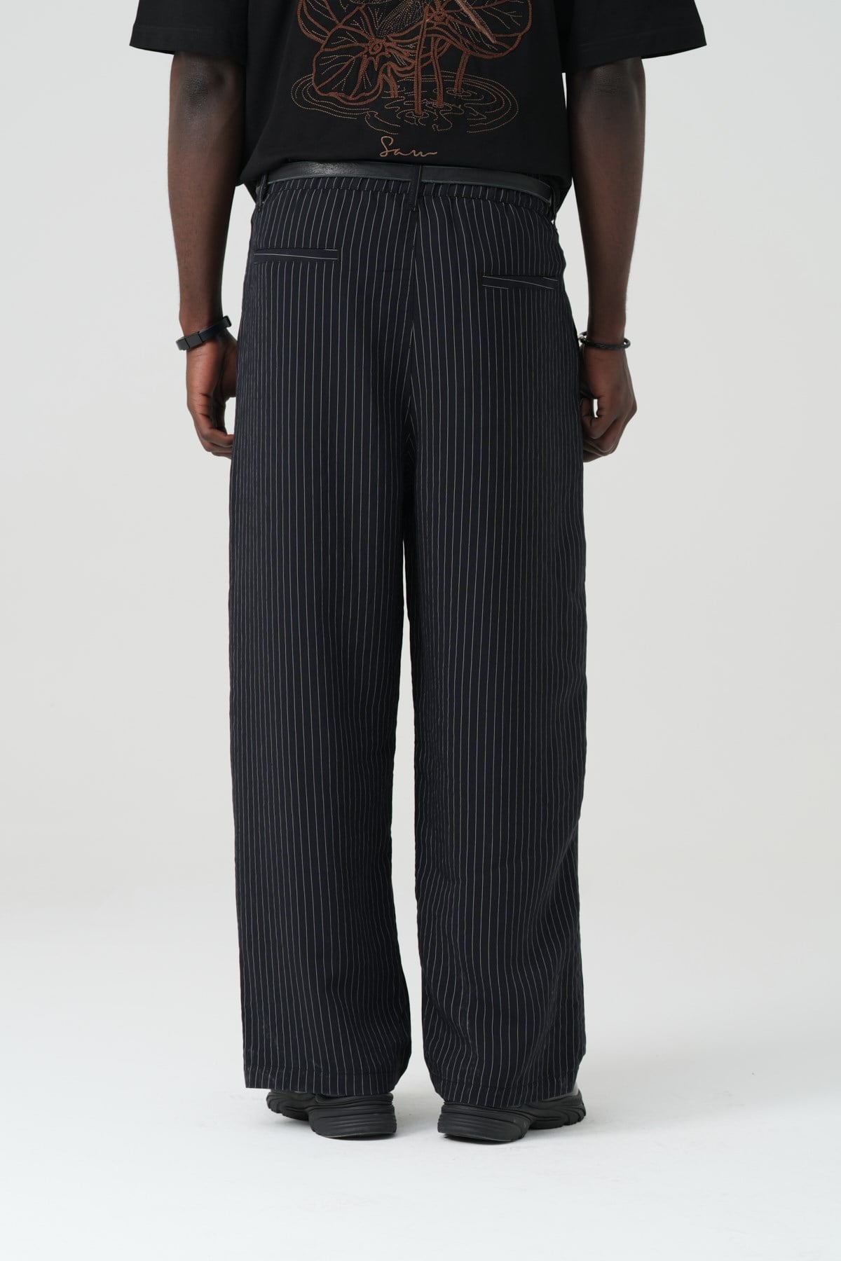 Tailor Stripe Relaxed Fit Erkek Pantolon Siyah
