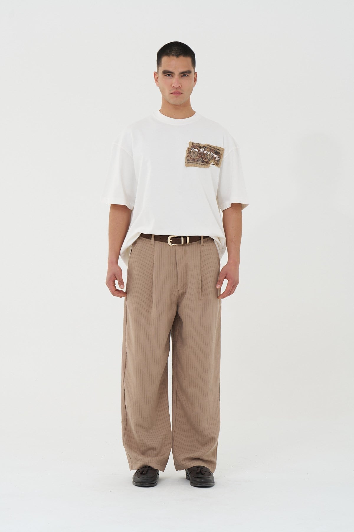 Tailor Stripe Relaxed Fit Erkek Pantolon Vizon