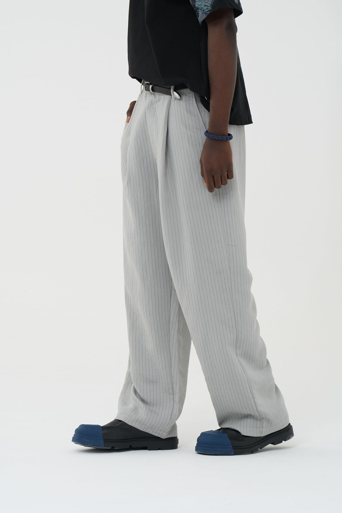 Tailor Stripe Relaxed Fit Erkek Pantolon Gri