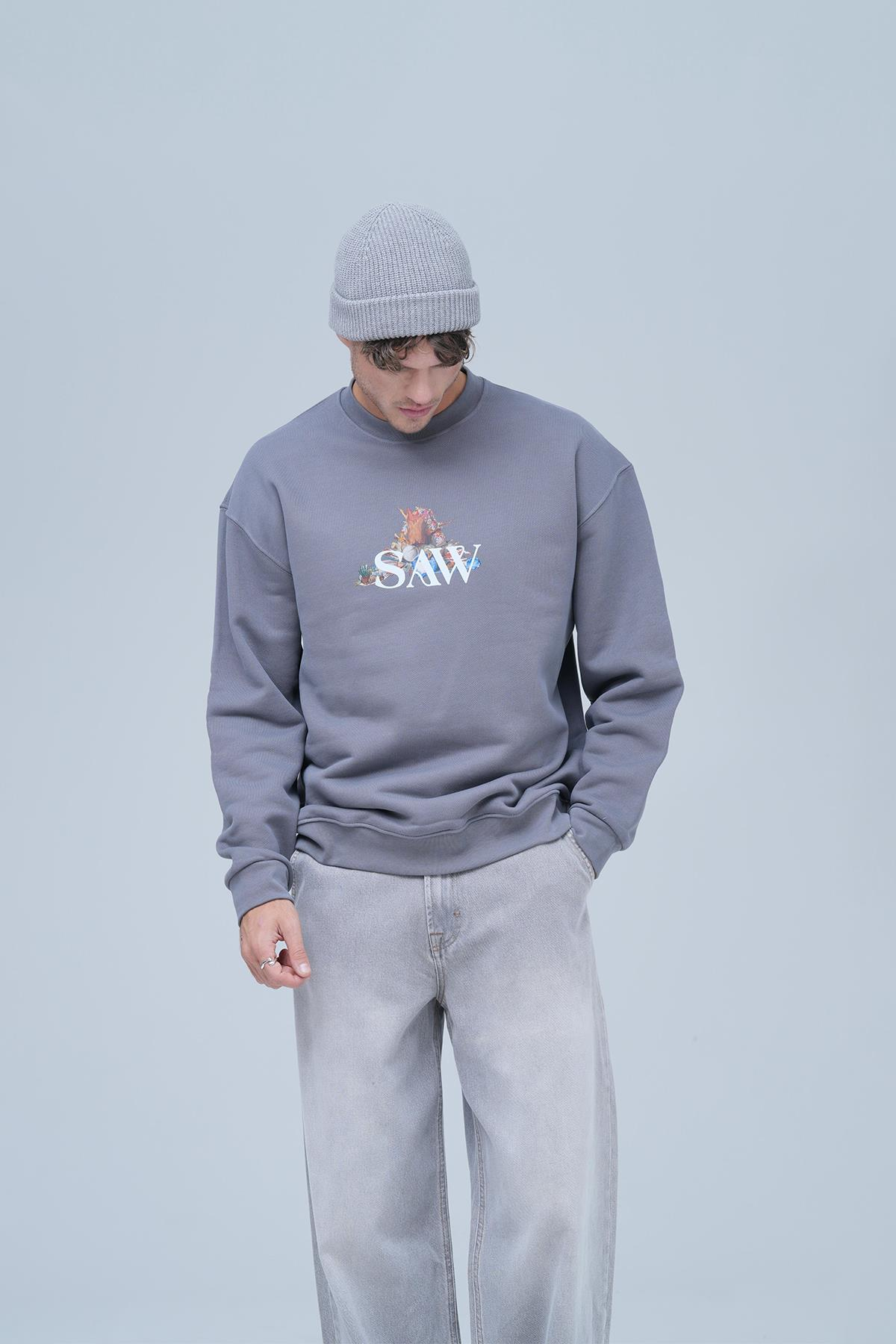 Time Capsule Oversize Sweatshirt Erkek Füme