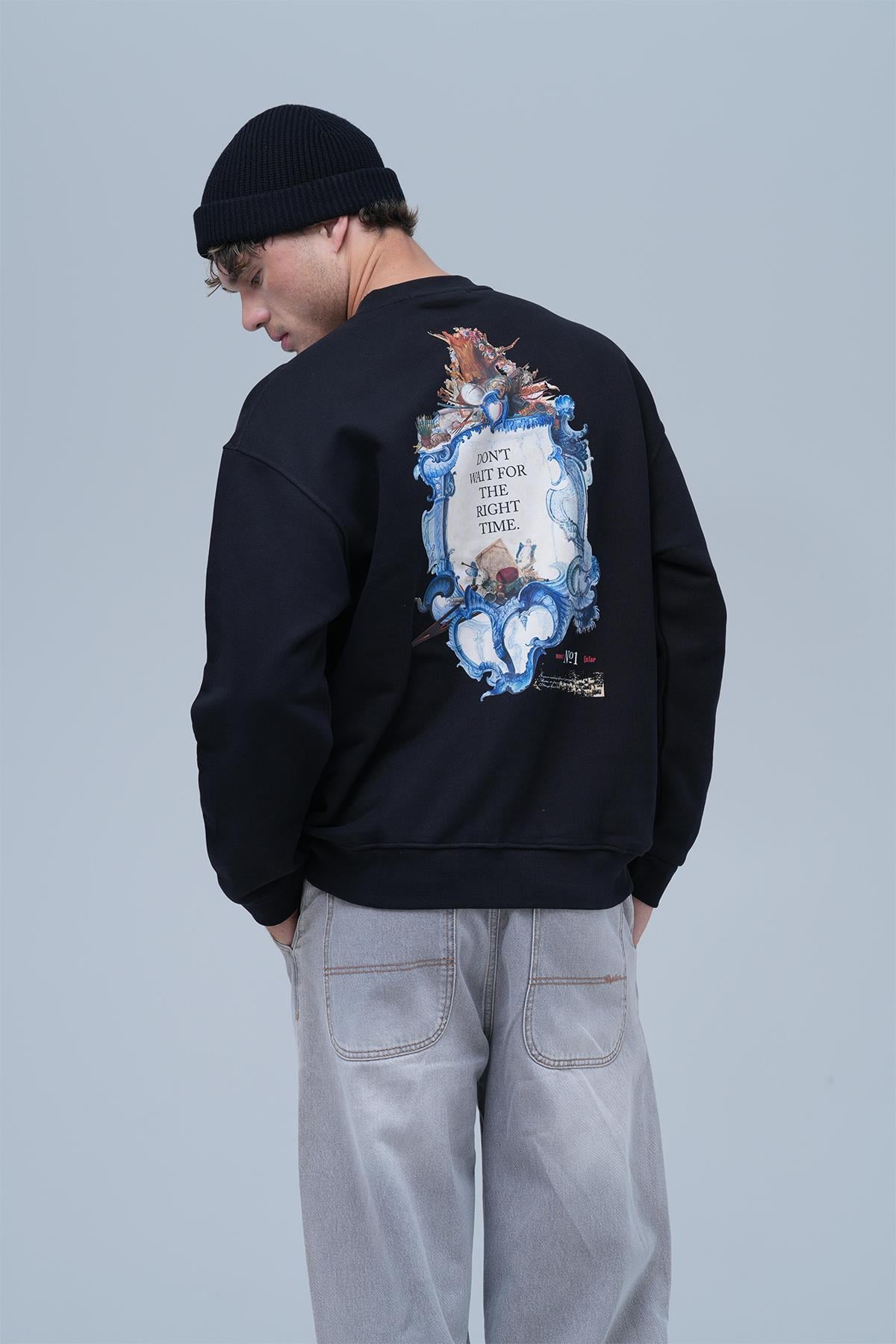 Time Capsule Oversize Sweatshirt Erkek Siyah